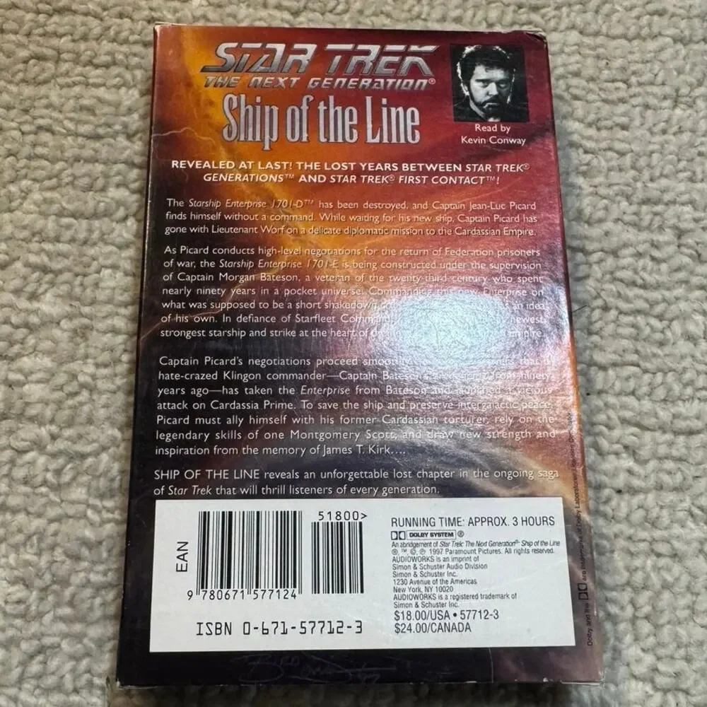 Star Trek TNG Ship of the Line Audio Cassette Audiobook Diane Carey 2-Tapes